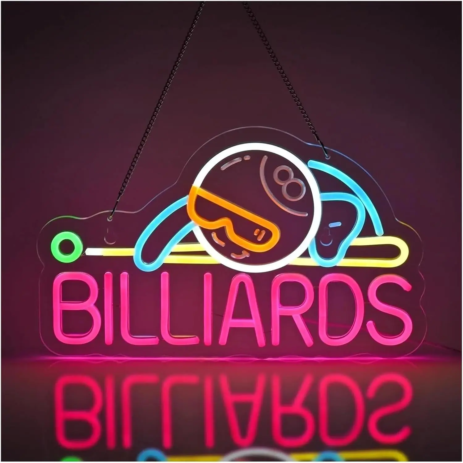 Outdoor Sports Hall - Insegna LED Neon Biliardo 8 Ball